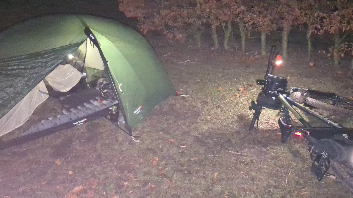 Picture of bike and tent setup